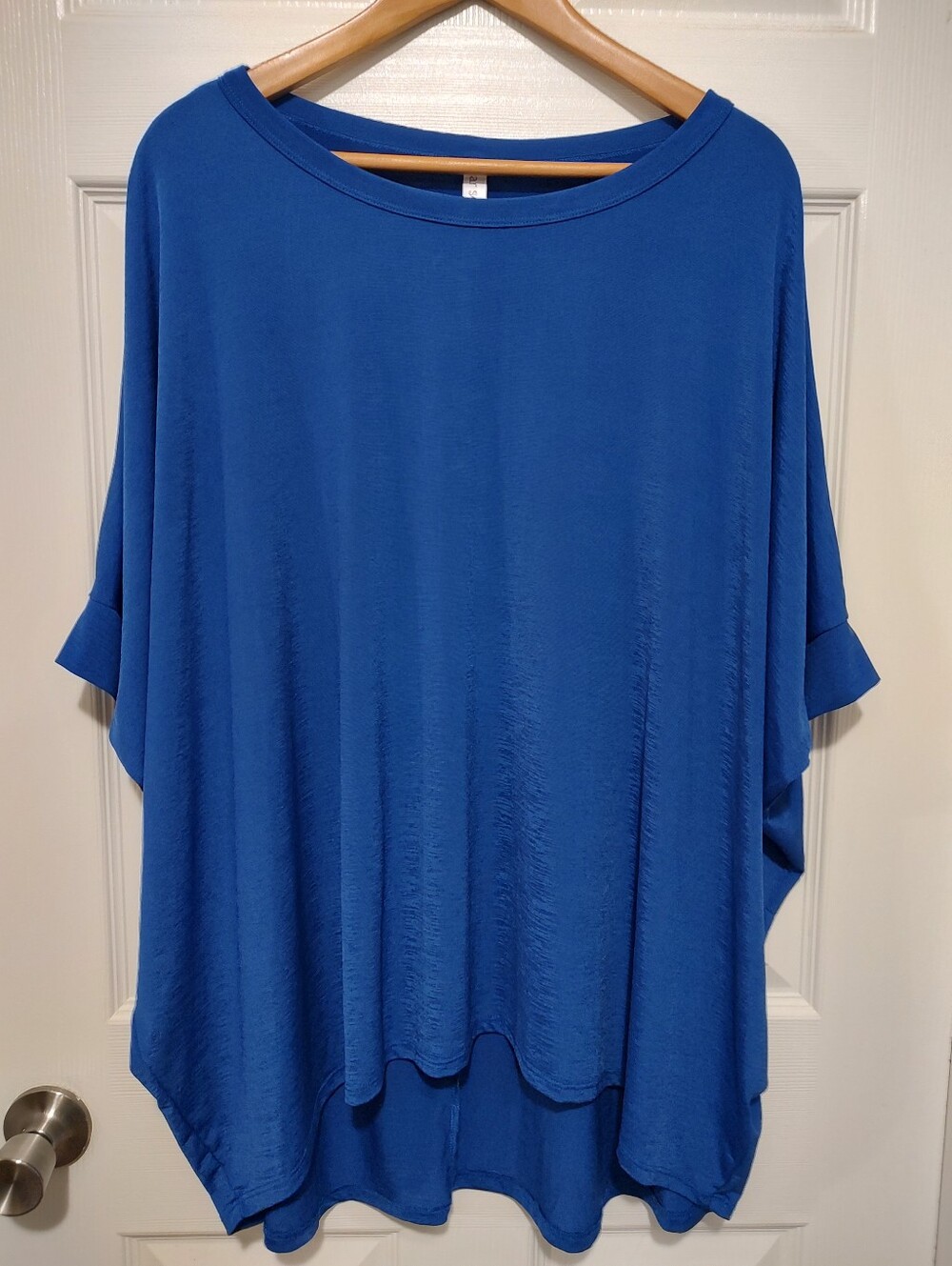 Women's Relaxed Royal Blue Tunic Top with Dolman Sleeves